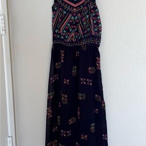 Xhilaration Black and Pink Geometric Maxi Dress